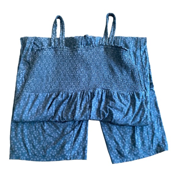Isabel Maternity by Ingrid & Isabel Pants - Isabel Maternity Blue Smocked Floral Jumpsuit - Size XXL